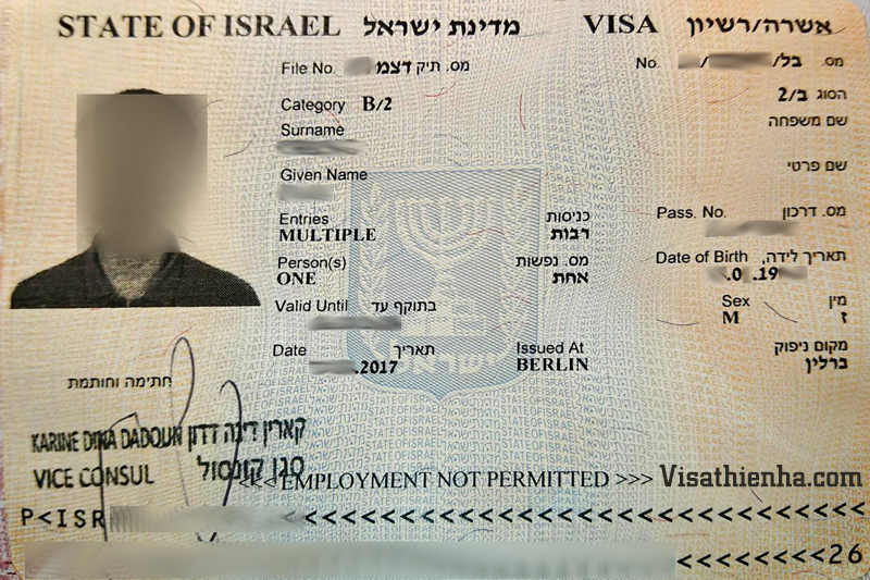thu tuc xin visa Israel