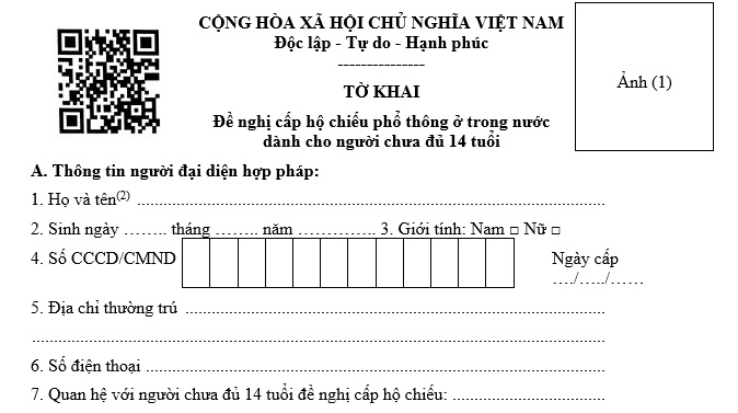 mẫu tờ khai hộ chiếu