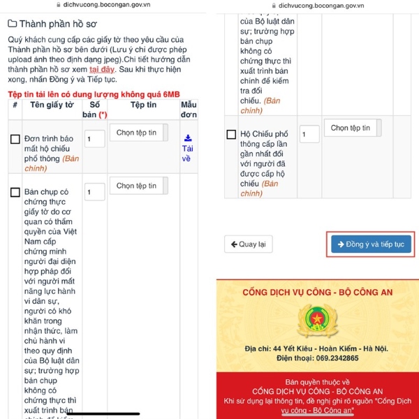 đồng ý và tiếp tục