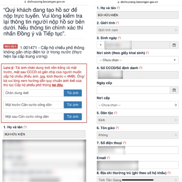điền thông tin cccd