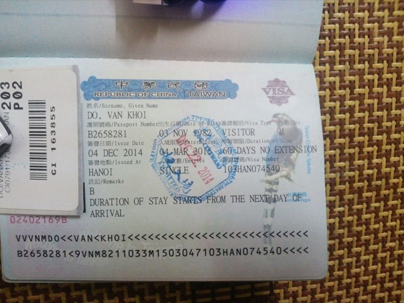 làm visa đi đài loan mất bao nhiêu tiền