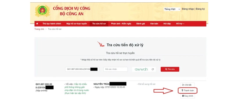 Thủ Tục Làm Hộ Chiếu Cho Trẻ Sơ Sinh Online 8 thanh toán lệ phí làm hộ chiếu