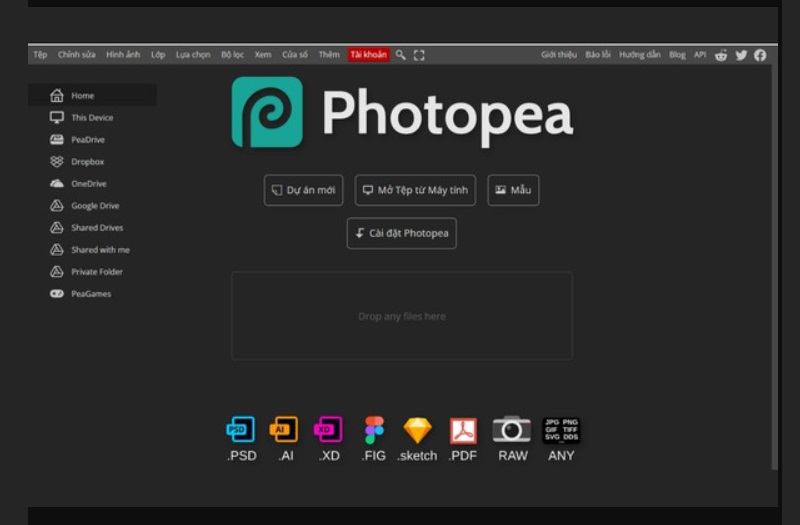 truy cập vào công cụ photopea