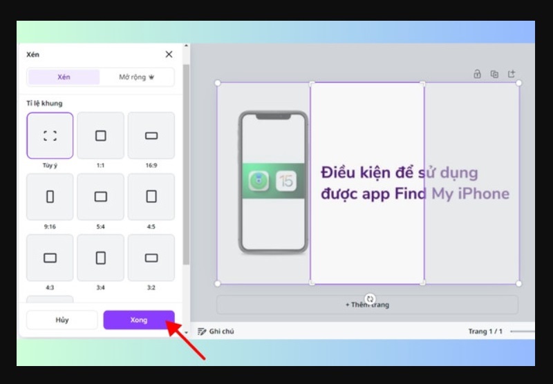 cắt ảnh trên canva