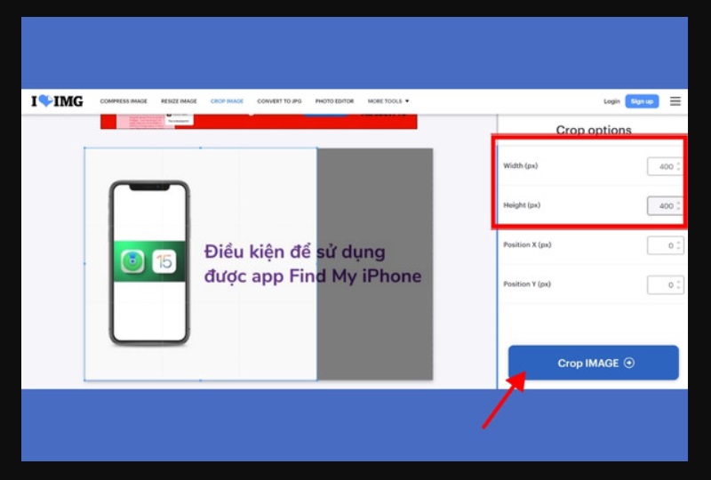 cắt ảnh iloveimg