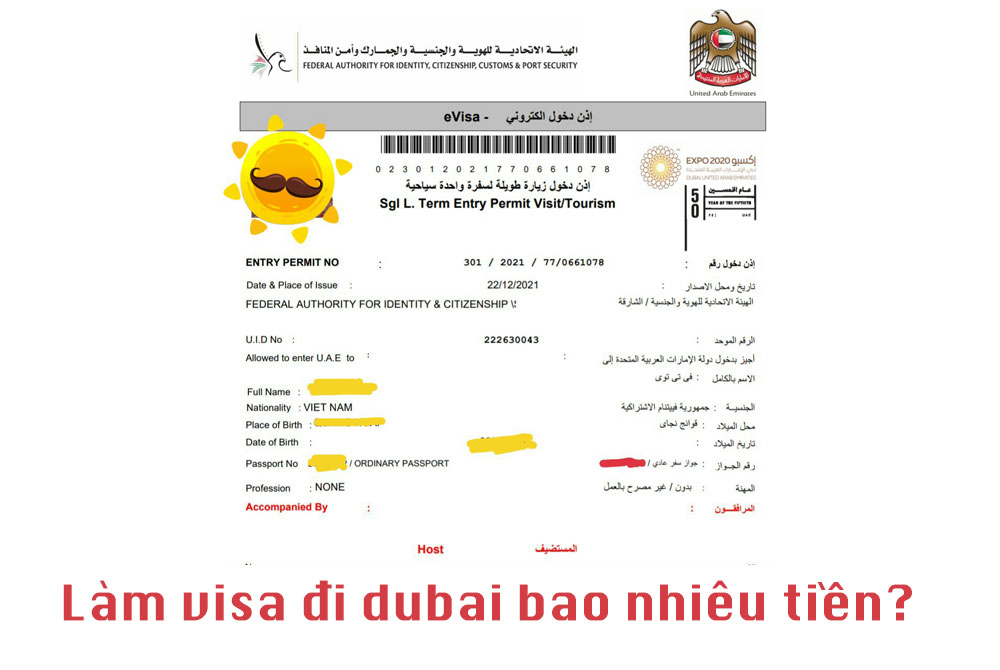 Làm visa đi dubai bao nhiêu tiền?